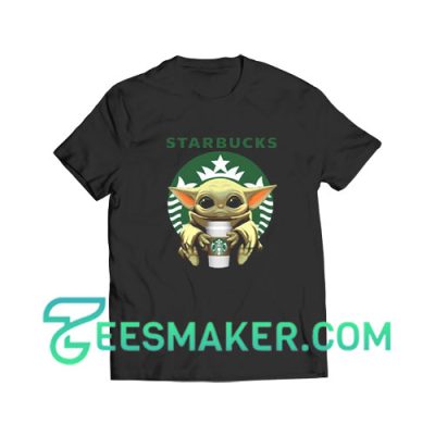 Get It Now! Baby Yoda Drinking Starbucks T-Shirt Star Wars Size S - 3XL